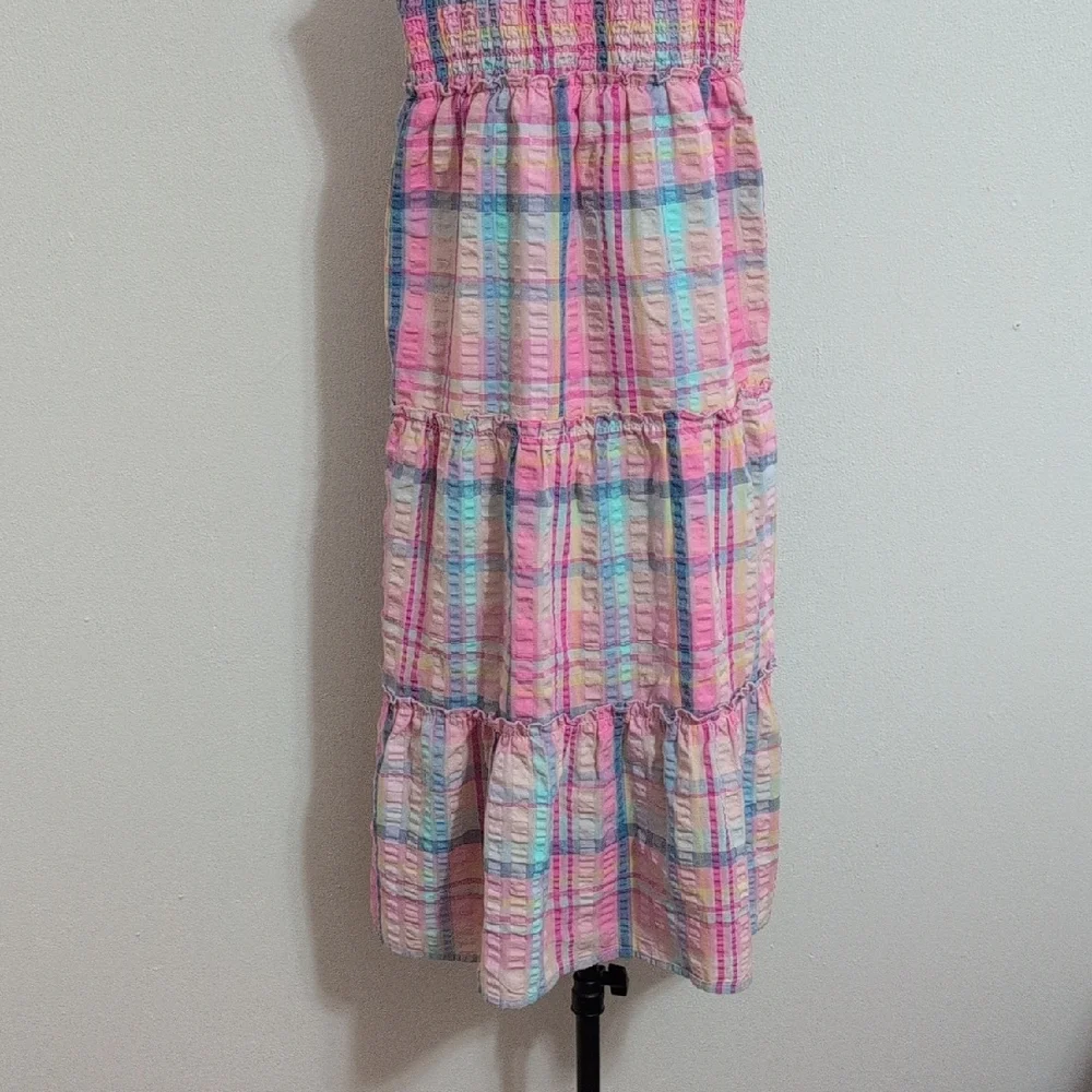 btween Pink and Blue Plaid Kids Dress